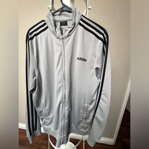 adidas Essentials 3-Stripes Tricot Men's Track Top Grey/Black, Size L. Used